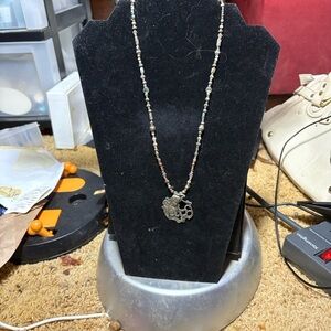 Beaded Silver Pendant Necklace